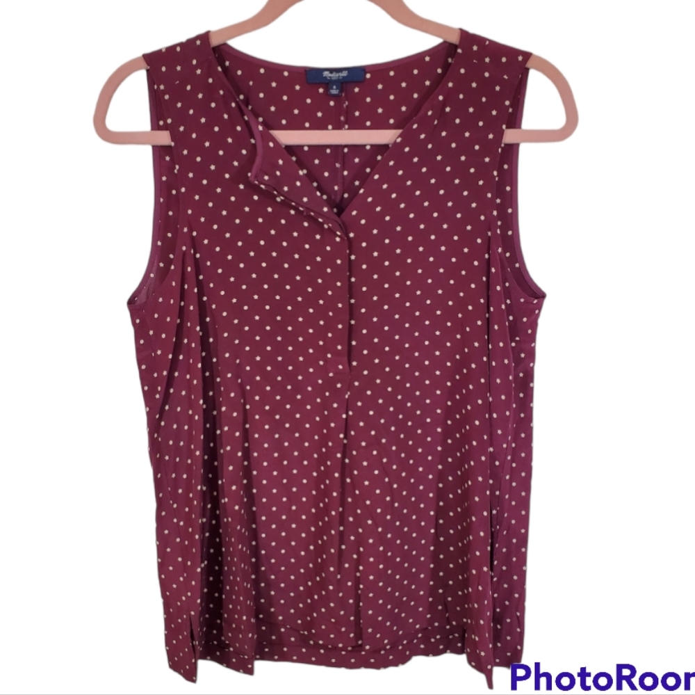 Madewell Sleeveless Silk Burgundy Blouse Tank Top size Small